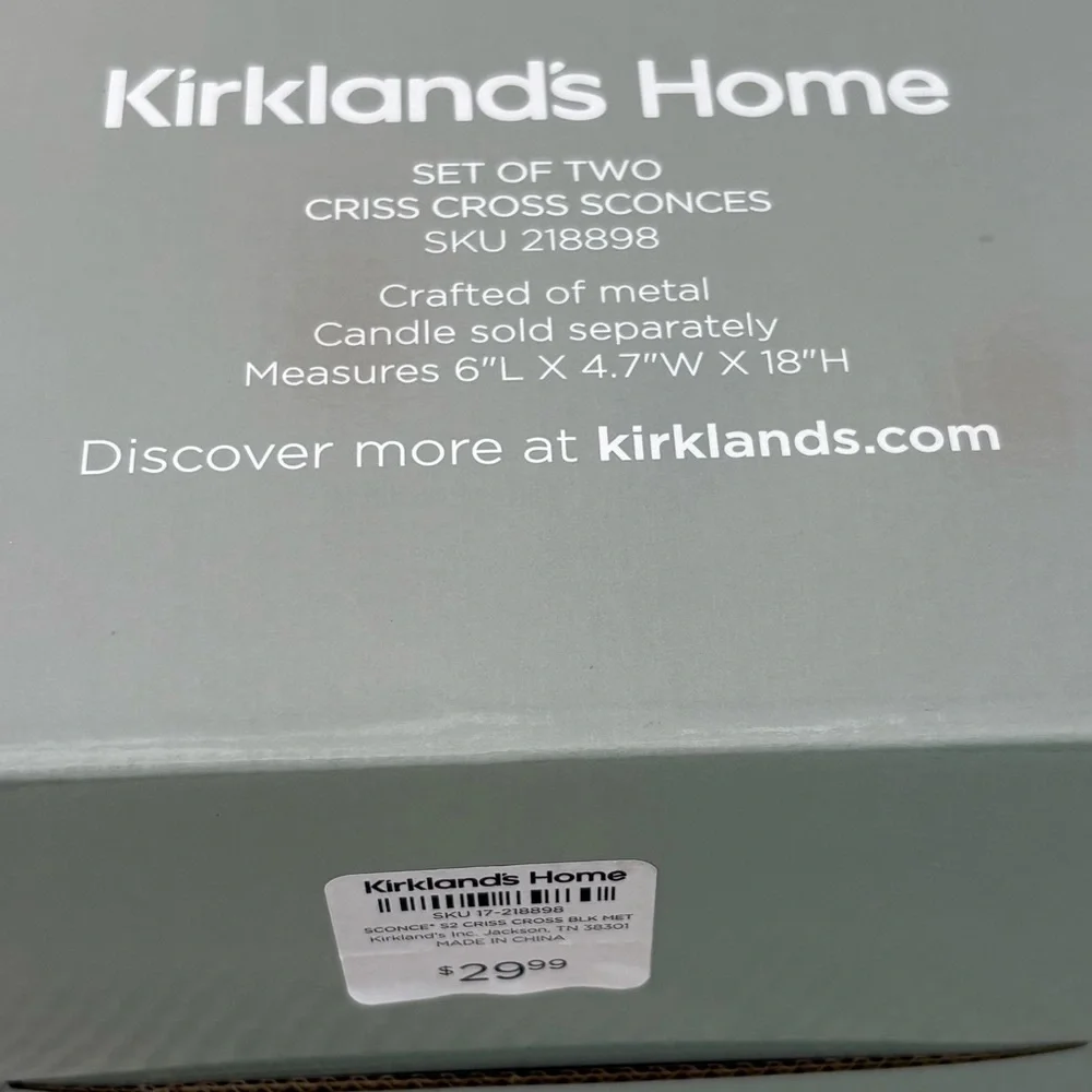 Kirklands Black Criss Cross Sconces Set - Picture 6 of 6